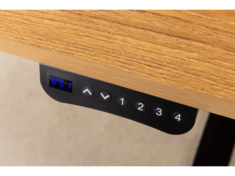 Bureau réglable en hauteur électriquement coloris Chêne 160x80 cm