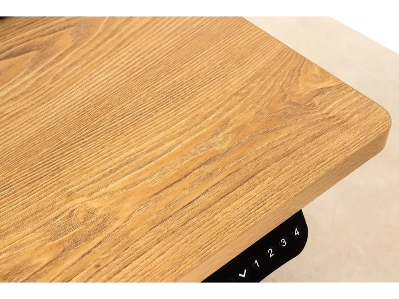 Bureau réglable en hauteur électriquement coloris Chêne 160x80 cm