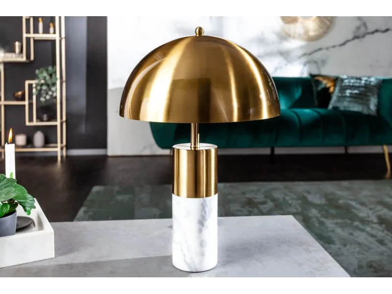 Lampe à poser design coloris bleu et beige en lin et céramique Lamp...