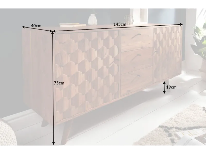 Bahut Scandinave en Bois Massif 2 Portes et 3 Tiroirs – Bahut Pas Cher