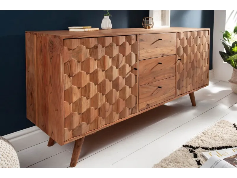 Bahut Scandinave en Bois Massif 2 Portes et 3 Tiroirs – Bahut Pas Cher