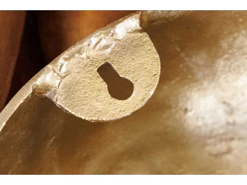 Sculpture murale design crâne humain en aluminium coloris doré Figu...