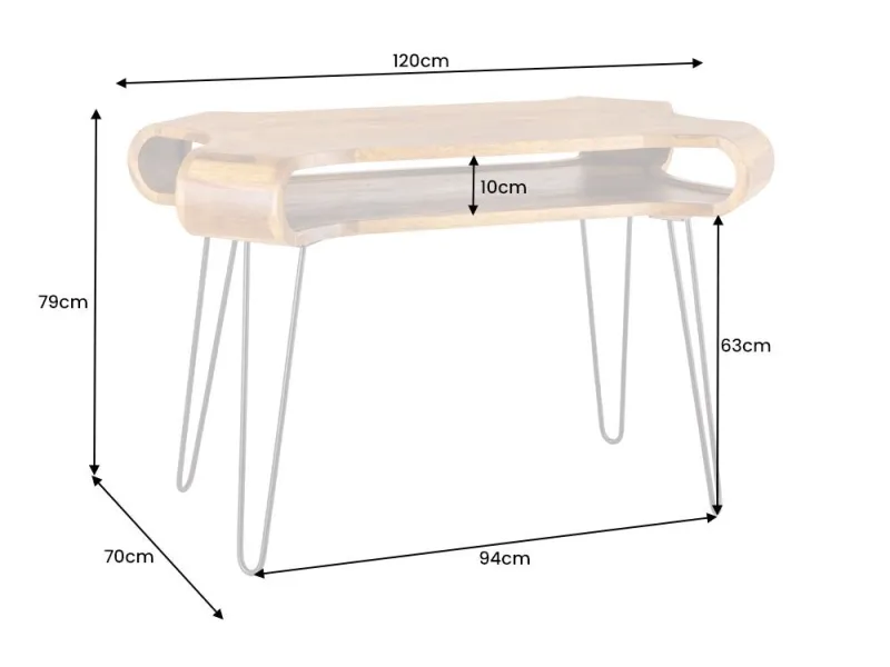 Table de bureau design rétro de 120cm à un tiroir et une niche home...