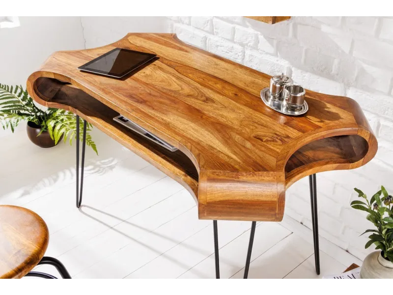 Table de bureau design rétro de 120cm à un tiroir et une niche home...