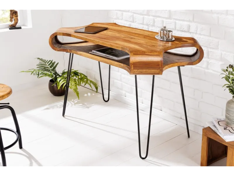 Table de bureau design rétro de 120cm à un tiroir et une niche home...