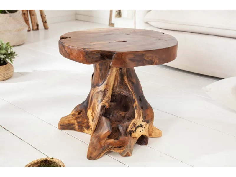 Table d'appoint design naturel de 40cm en bois massif Table d'appoi...