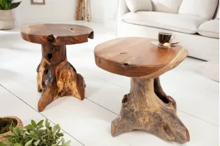 Table d'appoint design naturel de 40cm en bois massif Table d'appoi...