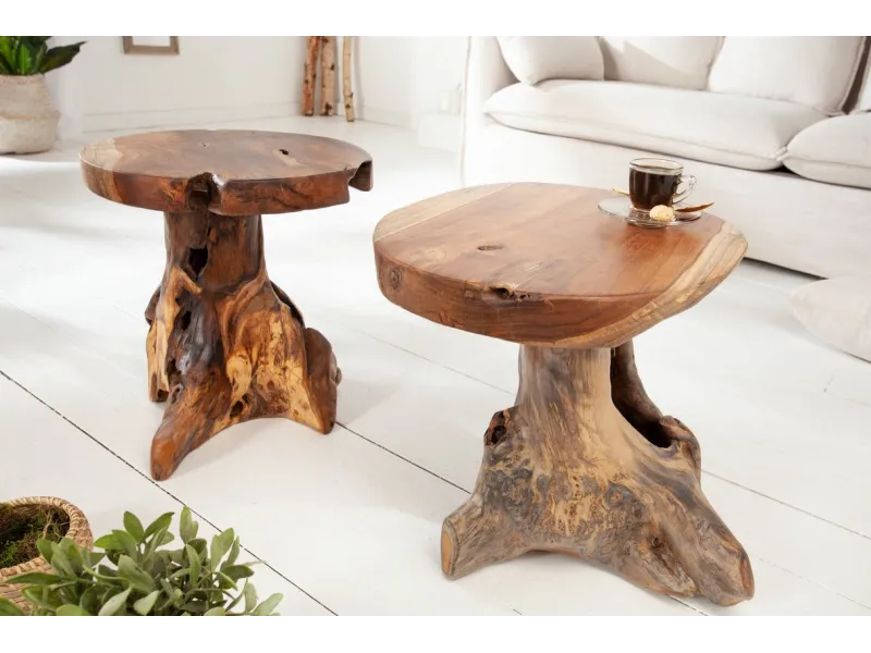 Table d'appoint design naturel de 40cm en bois massif Table d'appoi...