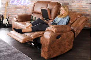 Fauteuil relaxant moderne coloris gris clair en tissu Fauteuil rela... 2