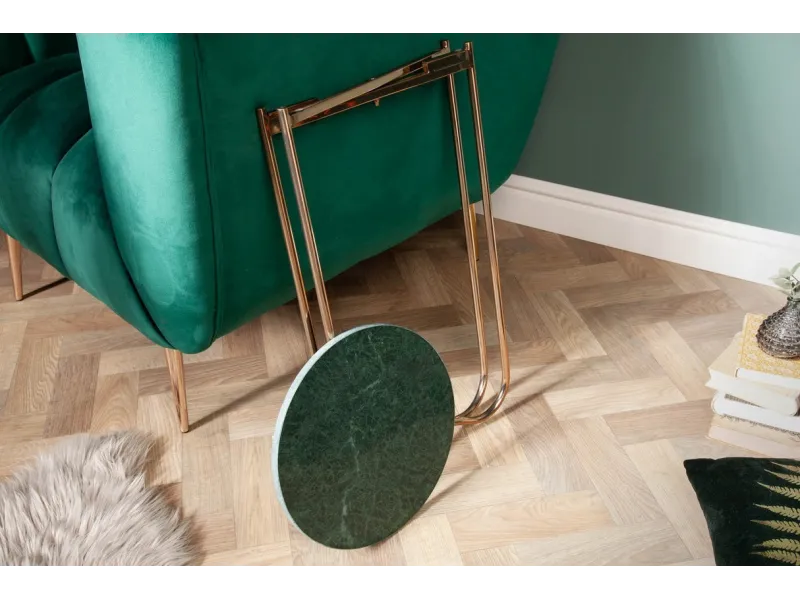 Lot de 2 tables d'appoint design coloris gris en marbre et métal ar...