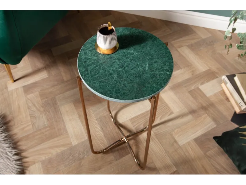 Lot de 2 tables d'appoint design coloris gris en marbre et métal ar...