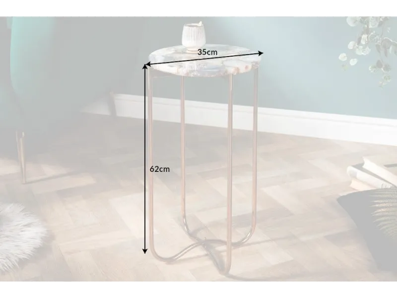 Lot de 2 tables d'appoint design coloris multicouleur en agate et m...