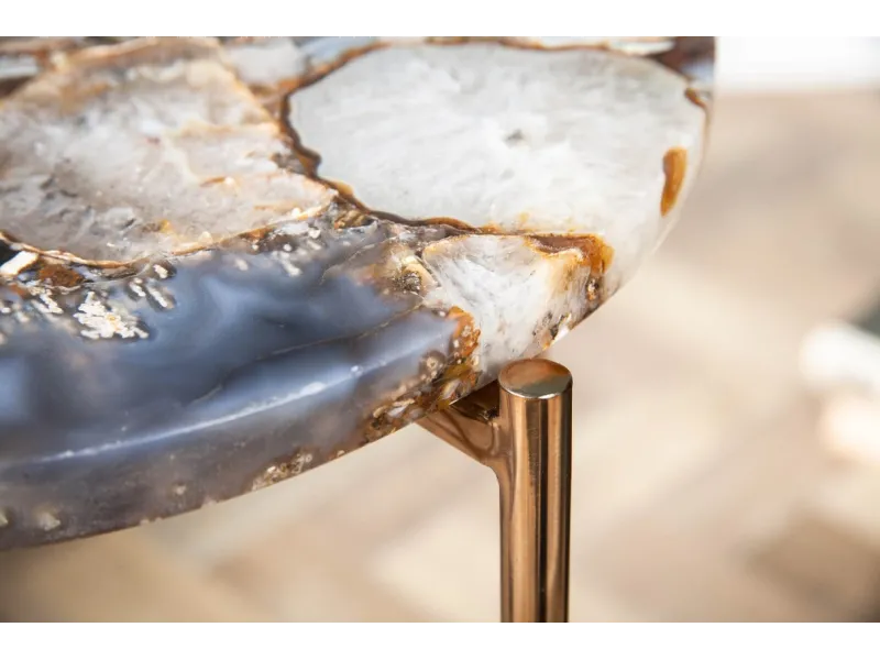 Lot de 2 tables d'appoint design coloris multicouleur en agate et m...