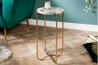 Lot de 2 tables d'appoint design coloris multicouleur en agate et m... 2