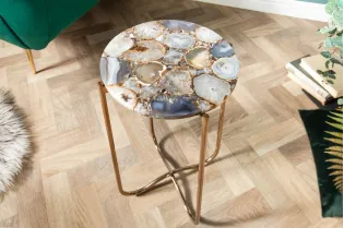 Lot de 2 tables d'appoint design coloris multicouleur en agate et m...