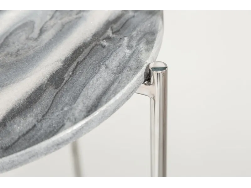 Lot de 2 tables d'appoint moderne coloris gris et argenté en marbre...