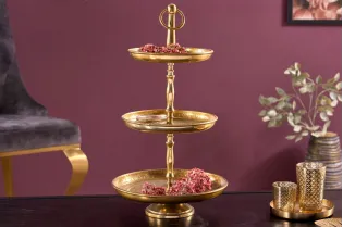 Plateau design oriental coloris doré en métal Objets de décoration ...