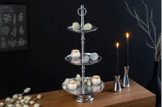 Plateau design oriental coloris argenté en métal Objets de décorati...