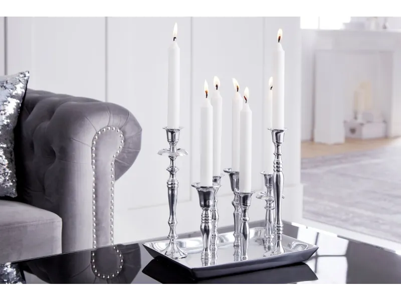 Chandelier design baroque coloris argenté à 7 branches Objets de dé...