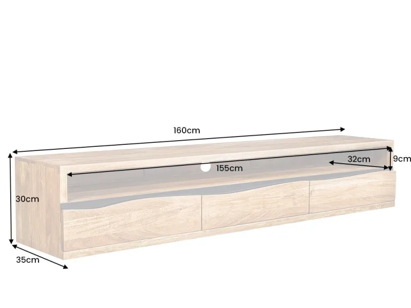 Meuble TV contemporain |Meuble TV style industriel en bois massif e...