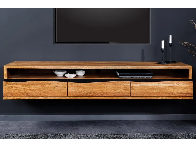 Meuble TV contemporain |Meuble TV style industriel en bois massif e...