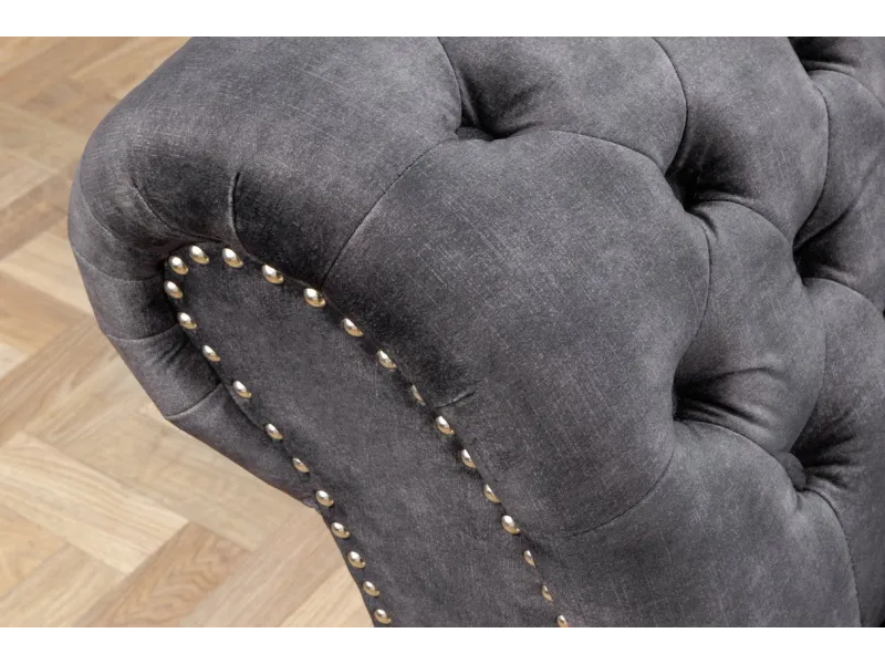 Méridienne Chesterfield 170 cm Velours Gris Antique|adenia...