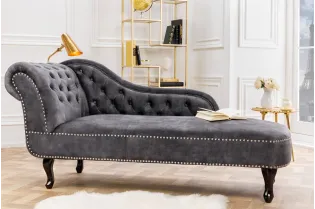 Méridienne Chesterfield 170 cm Velours Gris Antique|adenia... 2