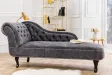 Méridienne Chesterfield 170 cm Velours Gris Antique|adenia...