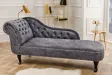 Méridienne Chesterfield 170 cm Velours Gris Antique|adenia...