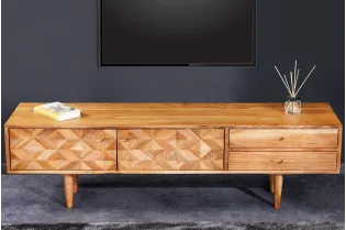 Meuble TV contemporain |Meuble TV en bois massif avec piétement en ... 2