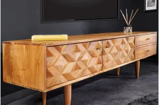 Meuble TV contemporain |Meuble TV en bois massif avec piétement en ...