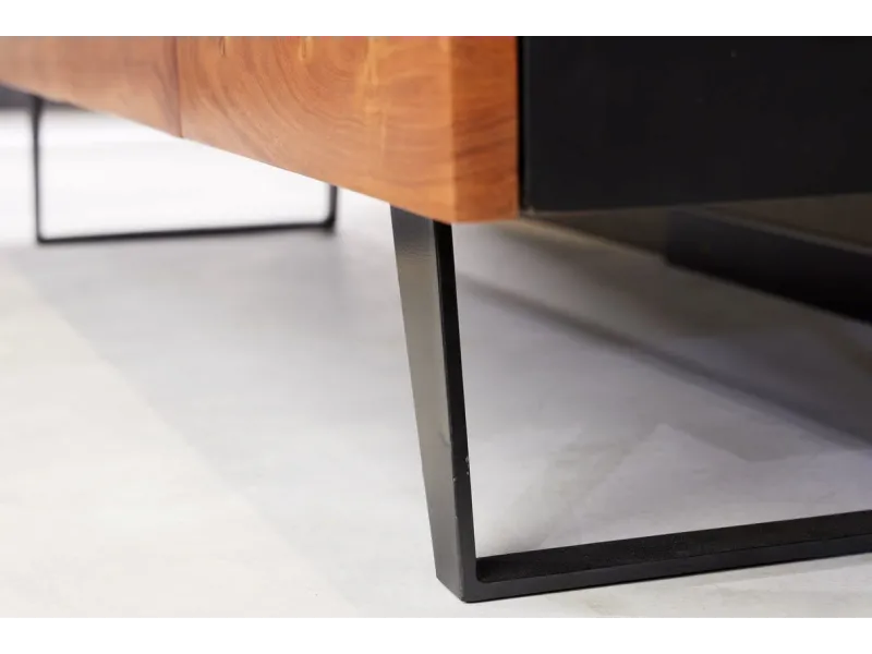 Buffet / Enfilade Pas Cher Oeuvre Organique 180cm – Bois d'Acacia et Métal Noir