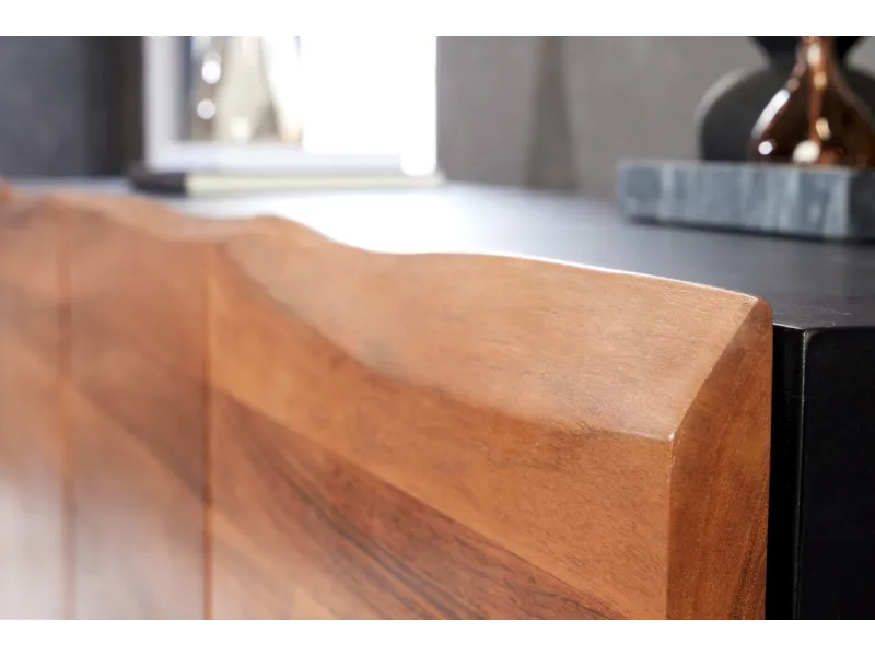 Buffet / Enfilade Pas Cher Oeuvre Organique 180cm – Bois d'Acacia et Métal Noir