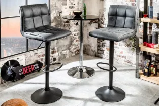 Lot de 2 tabourets de bar design en simili cuir noir Chaises de sal...