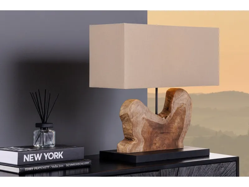 Lampe à poser contemporaine de 40cm coloris noir en laine et en bét...