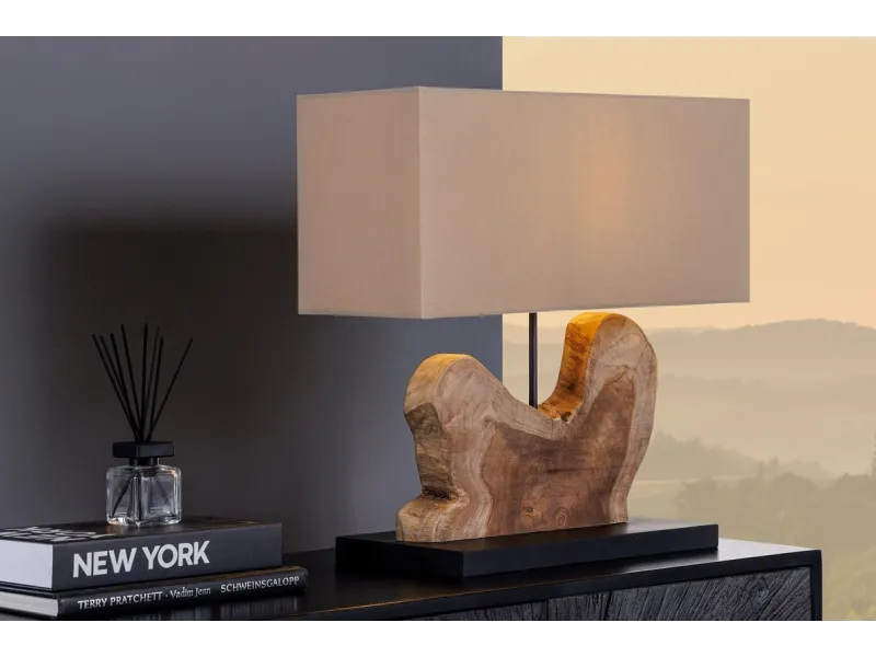 Lampe à poser contemporaine de 40cm coloris noir en laine et en bét...