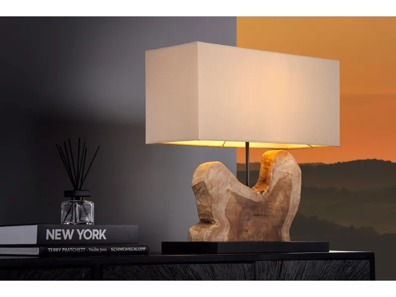 Lampe à poser contemporaine de 40cm coloris noir en laine et en bét...