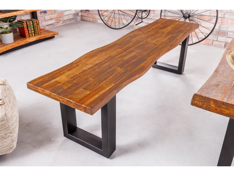 Banc 160 cm design industriel en bois et métal Chaises de salle à m...