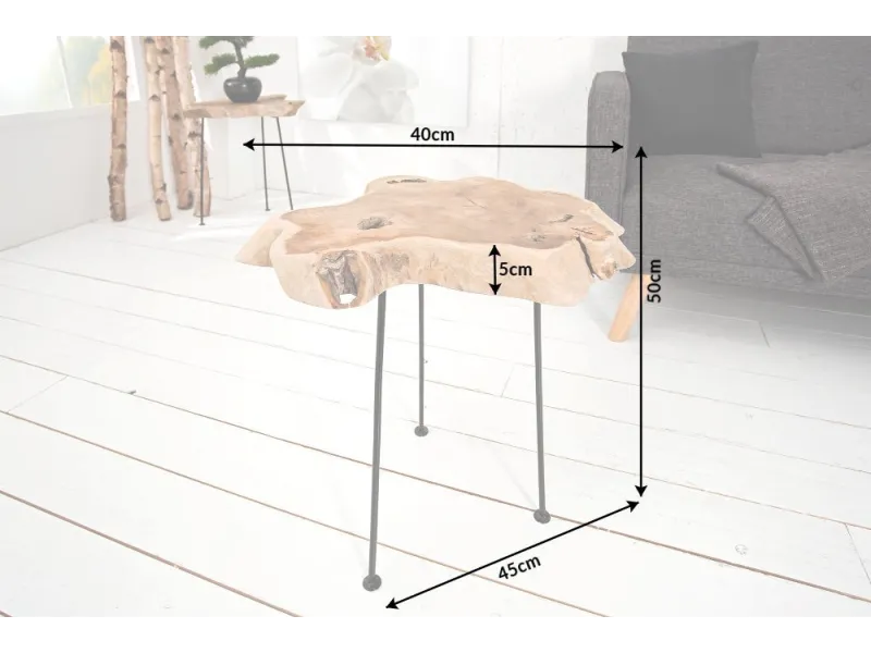 Table d'appoint en bois massif style rustique Table d'appoint |adenia...