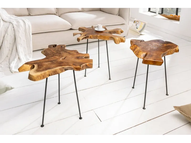Table d'appoint en bois massif style rustique Table d'appoint |adenia...