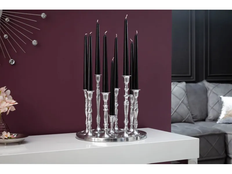 Chandelier design en aluminium argenté à 9 branches Objets de décor...