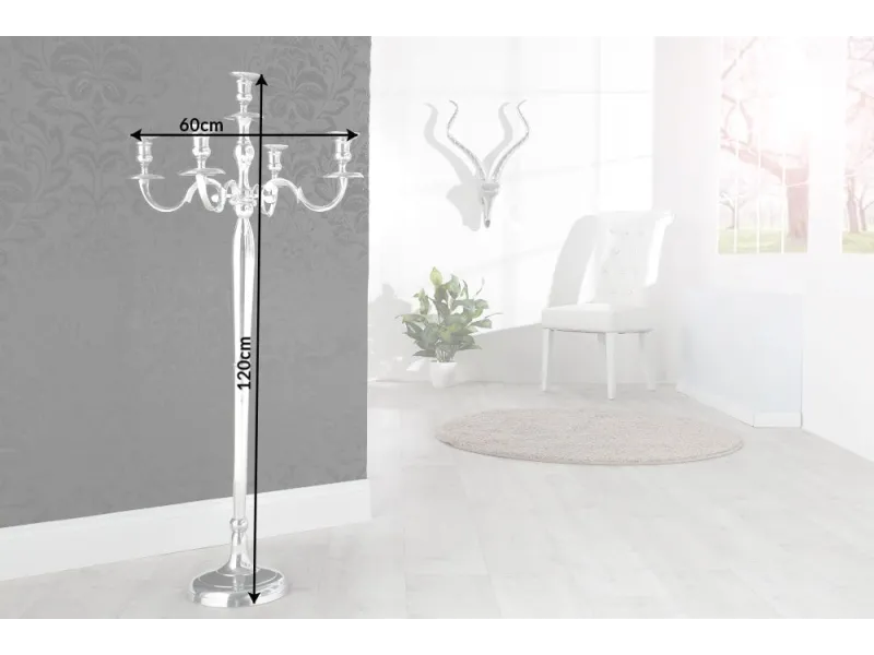 Chandelier 120 cm design 5 branches en aluminium argenté Objets de ...