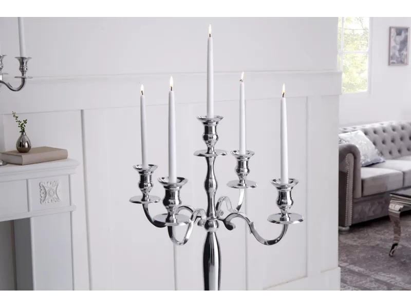 Chandelier 120 cm design 5 branches en aluminium argenté Objets de ...