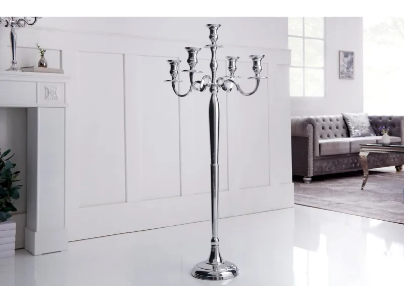 Chandelier 120 cm design 5 branches en aluminium argenté Objets de ...