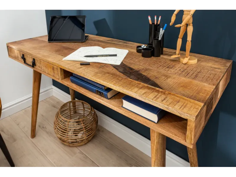 Bureau design 120x75 cm pour ordinateur portable teinté noir Secrét...