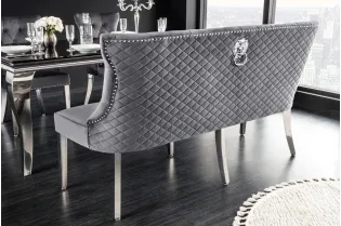Canapé Banquette en Velours Gris - Style Baroque 2