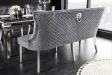 Canapé Banquette en Velours Gris - Style Baroque