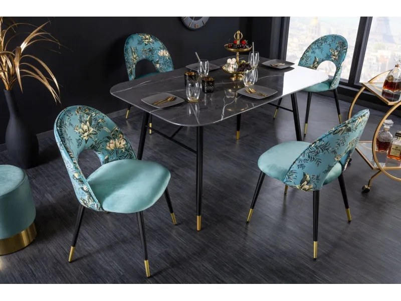 Chaise de salle à manger design baroque coloris gris argenté home |...