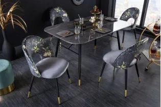 Chaise de salle à manger design baroque coloris gris argenté home |...