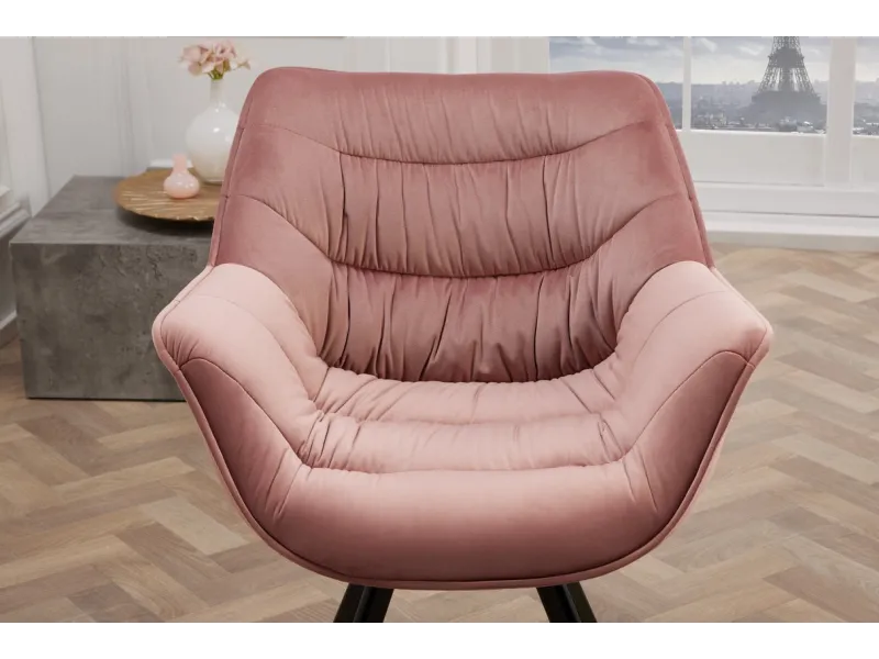 Chaise velours vieux rose rétro – Chaise design métal chic
